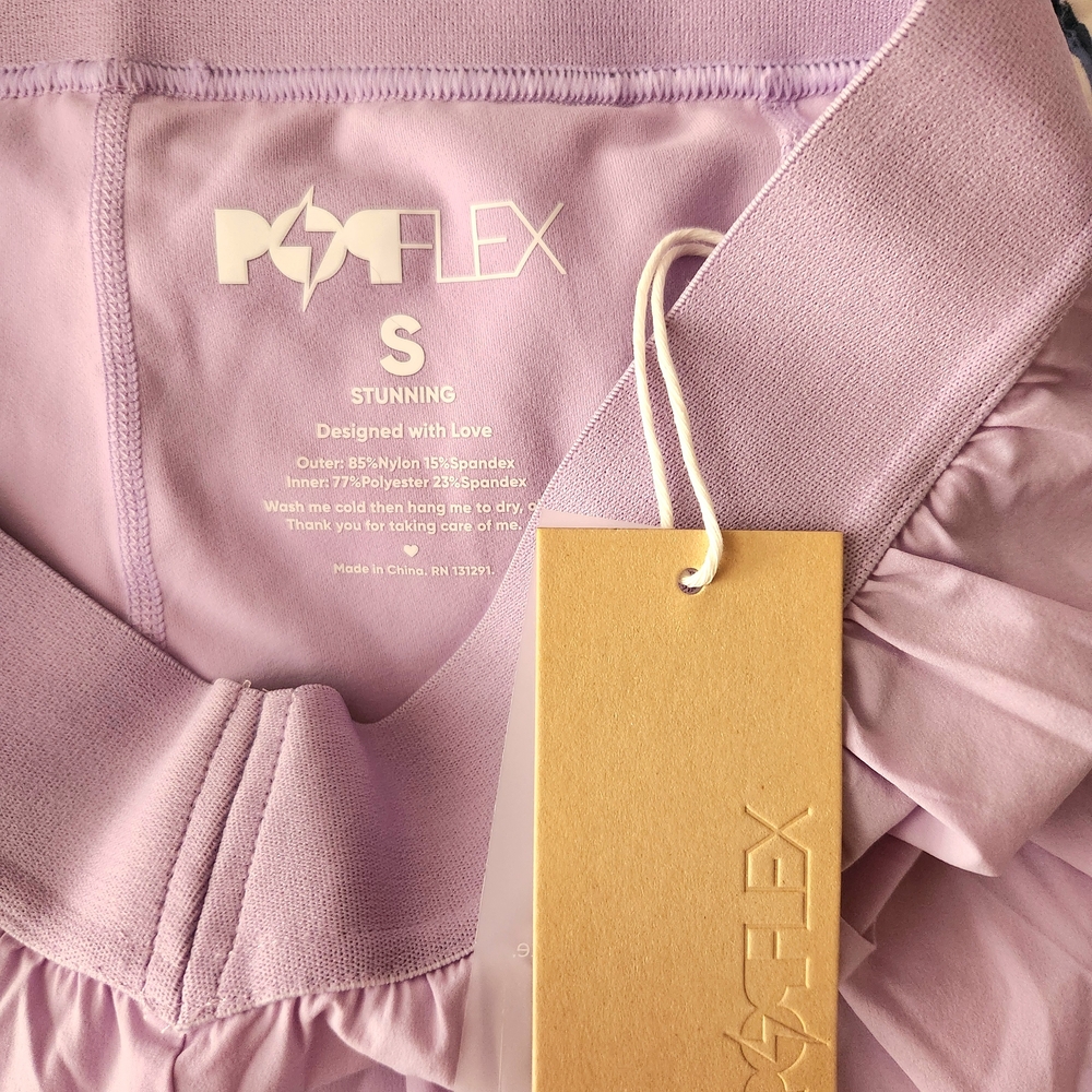 POPFLEX Lilac On The Run Ruffle Athletic Shorts - Picture 2 of 3